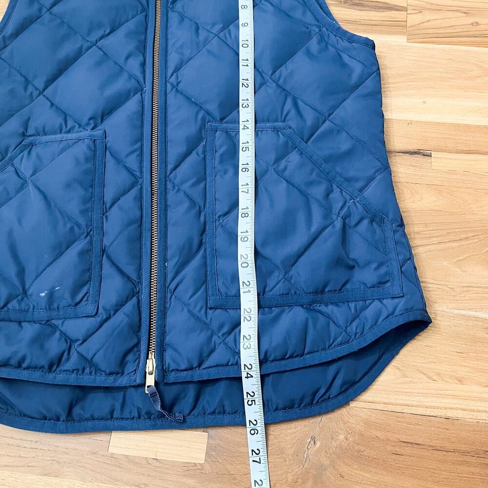 J Crew Women's Quilted Down Vest Sz S Navy Blue Full Zip Pockets Basic Outdoor - Picture 11 of 11